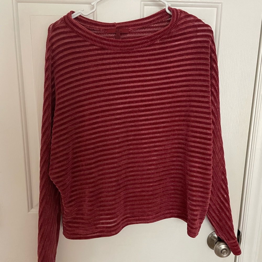 Burgundy Sweater with Striped Textures